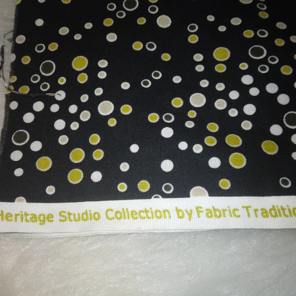 FABRIC Black with dots in neutrals, cotton, 1 yard